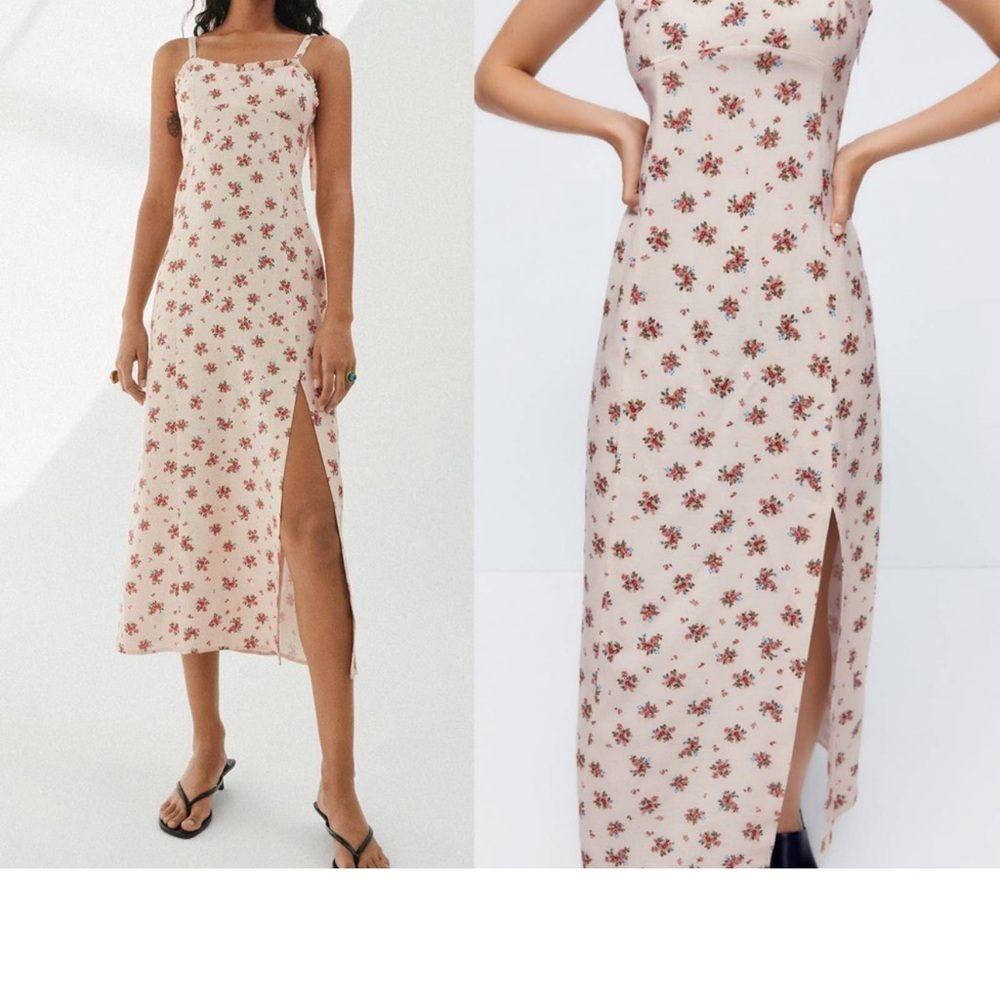 ZARA Women Floral Print Sleeveless Midi Dress Size XS